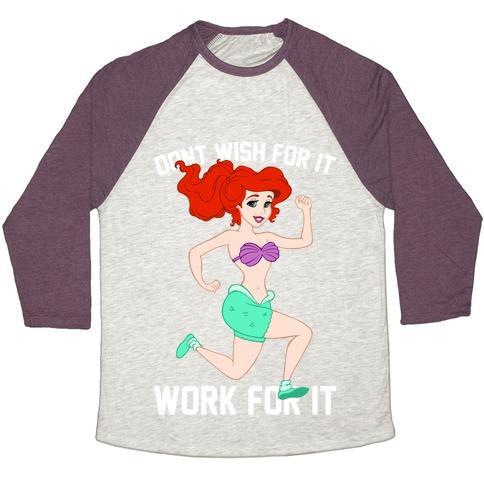Virgin Teez  Baseball Tee Unisex Tri-Blend Baseball Tee / small / Oatmeal / Maroon DON'T WISH FOR IT WORK FOR IT UNISEX TRI-BLEND BASEBALL TEE