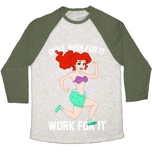 Virgin Teez  Baseball Tee Unisex Tri-Blend Baseball Tee / small / Oatmeal / Moss DON'T WISH FOR IT WORK FOR IT UNISEX TRI-BLEND BASEBALL TEE