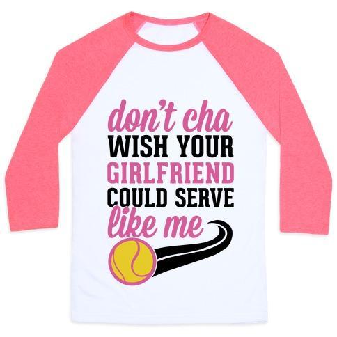 Virgin Teez  Baseball Tee Unisex Classic Baseball Tee / x-small / White/Neon Pink DON'T YOU WISH YOUR GIRLFRIEND COULD SERVE LIKE ME UNISEX CLASSIC BASEBALL TEE
