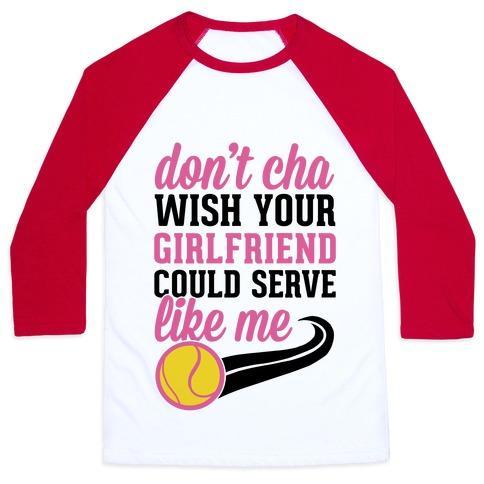 Virgin Teez  Baseball Tee Unisex Classic Baseball Tee / x-small / White/Red DON'T YOU WISH YOUR GIRLFRIEND COULD SERVE LIKE ME UNISEX CLASSIC BASEBALL TEE