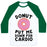 Virgin Teez  Baseball Tee Unisex Classic Baseball Tee / x-small / White/Dark Green DONUT PUT ME DOWN FOR CARDIO UNISEX CLASSIC BASEBALL TEE
