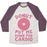 Virgin Teez  Baseball Tee Unisex Tri-Blend Baseball Tee / small / Oatmeal / Maroon DONUT PUT ME DOWN FOR CARDIO UNISEX TRI-BLEND BASEBALL TEE
