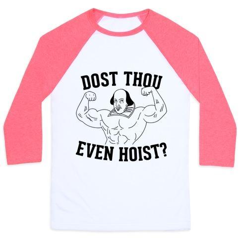 Virgin Teez  Baseball Tee Unisex Classic Baseball Tee / x-small / White/Neon Pink DOST THOU EVEN HOIST? UNISEX CLASSIC BASEBALL TEE
