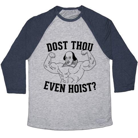 Virgin Teez  Baseball Tee Unisex Tri-Blend Baseball Tee / small / Athletic Gray / Navy DOST THOU EVEN HOIST? UNISEX TRI-BLEND BASEBALL TEE