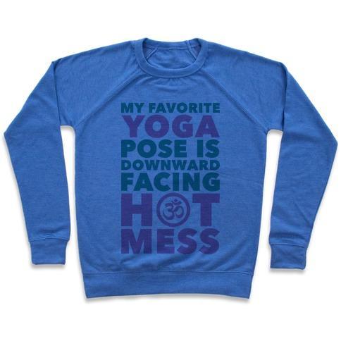 Virgin Teez  Pullover Crewneck Sweatshirt / x-small / Heathered Blue DOWNWARD FACING HOT MESS CREWNECK SWEATSHIRT