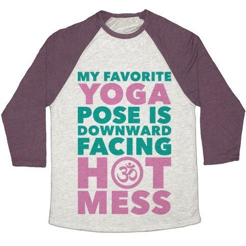 Virgin Teez  Baseball Tee Unisex Tri-Blend Baseball Tee / small / Oatmeal / Maroon DOWNWARD FACING HOT MESS UNISEX TRI-BLEND BASEBALL TEE