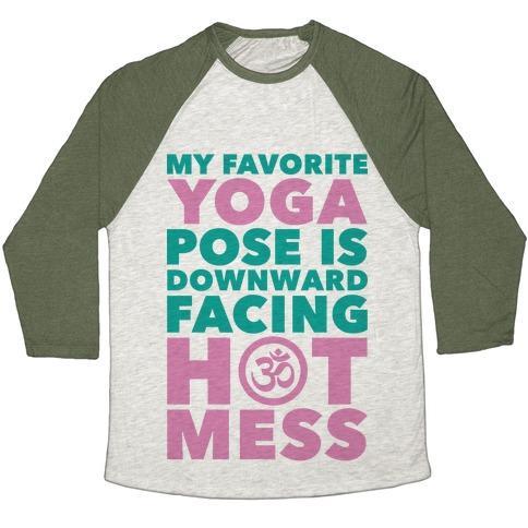 Virgin Teez  Baseball Tee Unisex Tri-Blend Baseball Tee / small / Oatmeal / Moss DOWNWARD FACING HOT MESS UNISEX TRI-BLEND BASEBALL TEE
