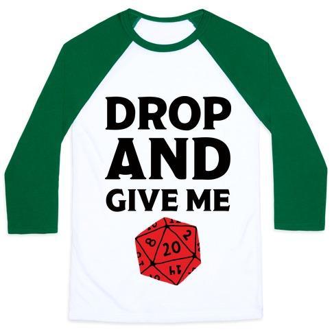 Virgin Teez  Baseball Tee Unisex Classic Baseball Tee / x-small / White/Dark Green DROP AND GIVE ME D20 UNISEX CLASSIC BASEBALL TEE