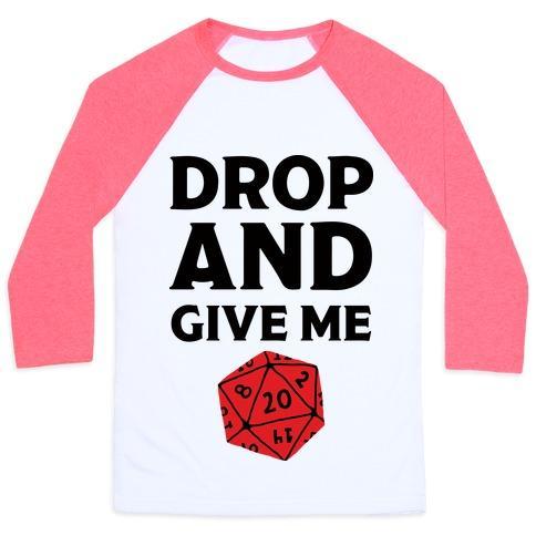 Virgin Teez  Baseball Tee Unisex Classic Baseball Tee / x-small / White/Neon Pink DROP AND GIVE ME D20 UNISEX CLASSIC BASEBALL TEE