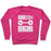 Virgin Teez  Pullover Crewneck Sweatshirt / x-small / Deep Pink DUMBELLS & DRAGONS PARODY WHITE PRINT CREWNECK SWEATSHIRT