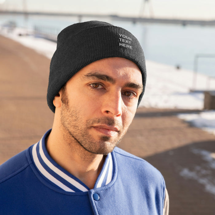 Personalized Knit Beanie, Custom Knit Beanie, With Your Own Text, Custom Knit Beanie