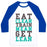 Virgin Teez  Baseball Tee Unisex Classic Baseball Tee / x-small / White/Blue EAT CLEAN TRAIN MEAN GET LEAN UNISEX CLASSIC BASEBALL TEE