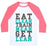 Virgin Teez  Baseball Tee Unisex Classic Baseball Tee / x-small / White/Neon Pink EAT CLEAN TRAIN MEAN GET LEAN UNISEX CLASSIC BASEBALL TEE