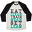 Virgin Teez  Baseball Tee Unisex Tri-Blend Baseball Tee / small / Oatmeal / Black EAT CLEAN TRAIN MEAN GET LEAN UNISEX TRI-BLEND BASEBALL TEE