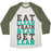 Virgin Teez  Baseball Tee Unisex Tri-Blend Baseball Tee / small / Oatmeal / Moss EAT CLEAN TRAIN MEAN GET LEAN UNISEX TRI-BLEND BASEBALL TEE