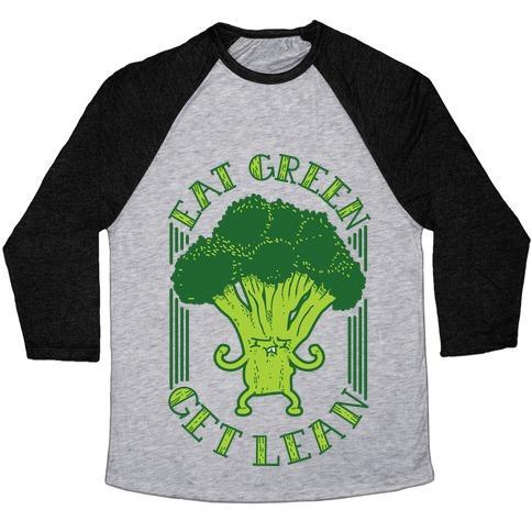 Virgin Teez  Baseball Tee Unisex Tri-Blend Baseball Tee / small / Athletic Gray / Black EAT GREEN GET LEAN UNISEX TRI-BLEND BASEBALL TEE
