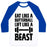Virgin Teez  Baseball Tee Unisex Classic Baseball Tee / x-small / White/Blue EAT LIKE A BUTTERBALL LIFT LIKE A BEAST UNISEX CLASSIC BASEBALL TEE