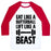 Virgin Teez  Baseball Tee Unisex Classic Baseball Tee / x-small / White/Red EAT LIKE A BUTTERBALL LIFT LIKE A BEAST UNISEX CLASSIC BASEBALL TEE