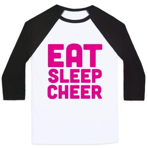 Virgin Teez  Baseball Tee Unisex Classic Baseball Tee / x-small / White/Black EAT SLEEP CHEER UNISEX CLASSIC BASEBALL TEE