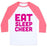 Virgin Teez  Baseball Tee Unisex Classic Baseball Tee / x-small / White/Neon Pink EAT SLEEP CHEER UNISEX CLASSIC BASEBALL TEE