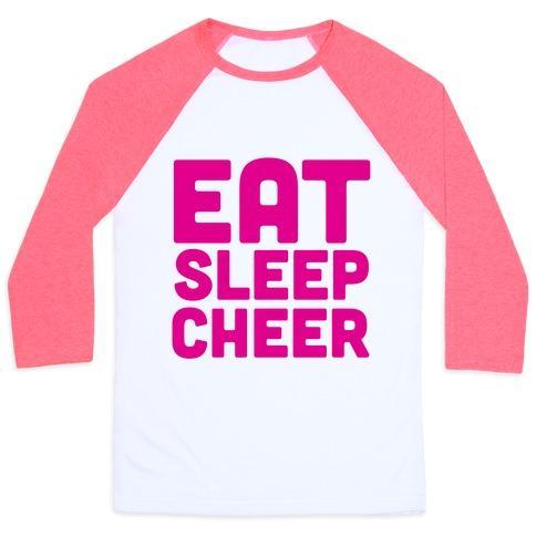 Virgin Teez  Baseball Tee Unisex Classic Baseball Tee / x-small / White/Neon Pink EAT SLEEP CHEER UNISEX CLASSIC BASEBALL TEE