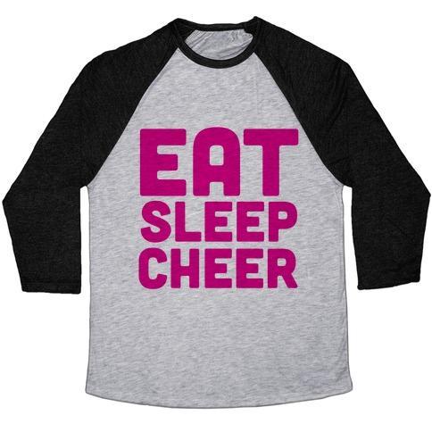 Virgin Teez  Baseball Tee Unisex Tri-Blend Baseball Tee / small / Athletic Gray / Black EAT SLEEP CHEER UNISEX TRI-BLEND BASEBALL TEE