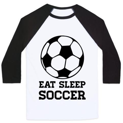 Virgin Teez  Baseball Tee Unisex Classic Baseball Tee / x-small / White/Black EAT SLEEP SOCCER UNISEX CLASSIC BASEBALL TEE