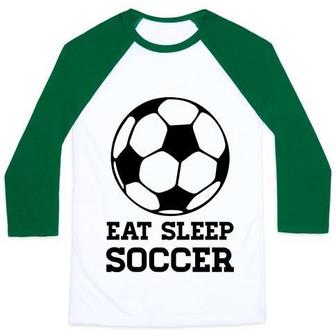 Virgin Teez  Baseball Tee Unisex Classic Baseball Tee / x-small / White/Dark Green EAT SLEEP SOCCER UNISEX CLASSIC BASEBALL TEE