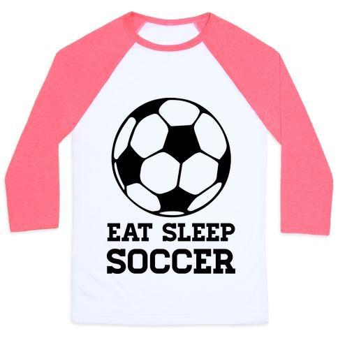 Virgin Teez  Baseball Tee Unisex Classic Baseball Tee / x-small / White/Neon Pink EAT SLEEP SOCCER UNISEX CLASSIC BASEBALL TEE