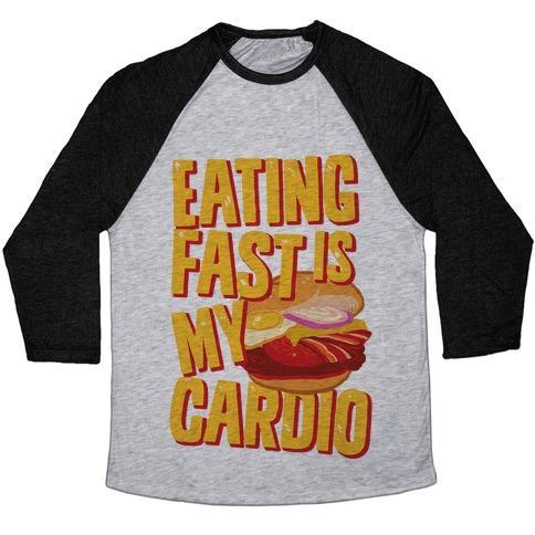 Virgin Teez  Baseball Tee Unisex Tri-Blend Baseball Tee / small / Athletic Gray / Black EATING FAST IS MY CARDIO UNISEX TRI-BLEND BASEBALL TEE
