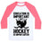 Virgin Teez  Baseball Tee Unisex Classic Baseball Tee / x-small / White/Neon Pink EDUCATION IS IMPORTANT BUT HOCKEY IS IMPORTANTER UNISEX CLASSIC BASEBALL TEE