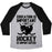 Virgin Teez  Baseball Tee Unisex Tri-Blend Baseball Tee / small / Athletic Gray / Black EDUCATION IS IMPORTANT BUT HOCKEY IS IMPORTANTER UNISEX TRI-BLEND BASEBALL TEE
