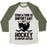 Virgin Teez  Baseball Tee Unisex Tri-Blend Baseball Tee / small / Oatmeal / Moss EDUCATION IS IMPORTANT BUT HOCKEY IS IMPORTANTER UNISEX TRI-BLEND BASEBALL TEE