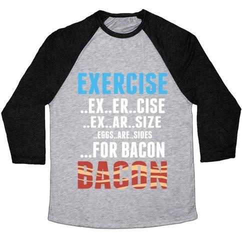 Virgin Teez  Baseball Tee Unisex Tri-Blend Baseball Tee / small / Athletic Gray / Black EGGS ARE SIDES...FOR BACON! UNISEX TRI-BLEND BASEBALL TEE
