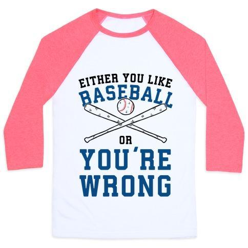 Virgin Teez  Baseball Tee Unisex Classic Baseball Tee / x-small / White/Neon Pink EITHER YOU LIKE BASEBALL OR YOU'RE WRONG UNISEX CLASSIC BASEBALL TEE