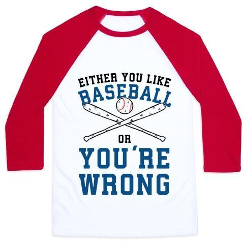 Virgin Teez  Baseball Tee Unisex Classic Baseball Tee / x-small / White/Red EITHER YOU LIKE BASEBALL OR YOU'RE WRONG UNISEX CLASSIC BASEBALL TEE