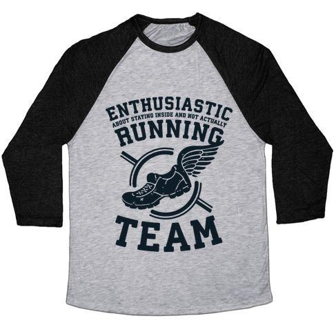 Virgin Teez  Baseball Tee Unisex Tri-Blend Baseball Tee / small / Athletic Gray / Black ENTHUSIASTIC RUNNING TEAM UNISEX TRI-BLEND BASEBALL TEE