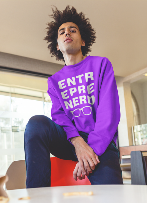 Virgin Teez Sweat Shirt Small Entrepreneur Nerd Purple Sweat Shirt