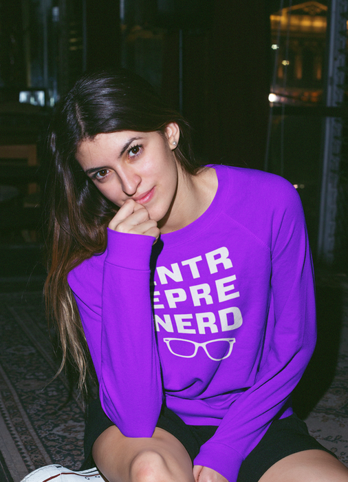Virgin Teez Sweat Shirt Small Entrepreneur Nerd Purple Sweat Shirt