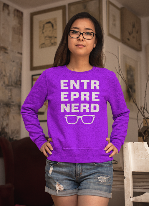 Virgin Teez Sweat Shirt Small Entrepreneur Nerd Purple Sweat Shirt