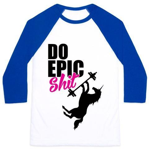 Virgin Teez  Baseball Tee Unisex Classic Baseball Tee / x-small / White/Blue EPIC WORKOUT UNISEX CLASSIC BASEBALL TEE