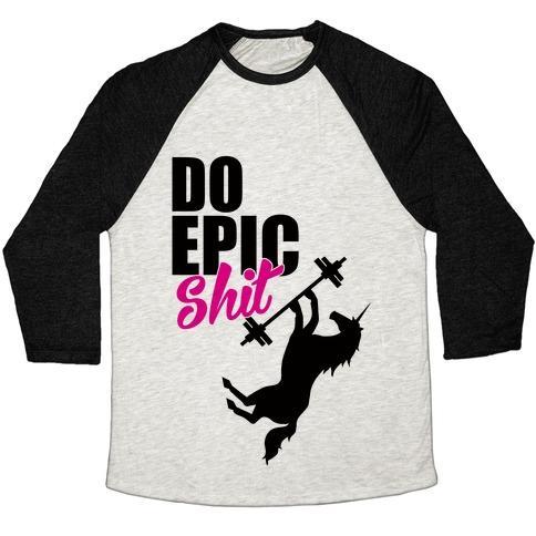 Virgin Teez  Baseball Tee Unisex Tri-Blend Baseball Tee / small / Oatmeal / Black EPIC WORKOUT UNISEX TRI-BLEND BASEBALL TEE