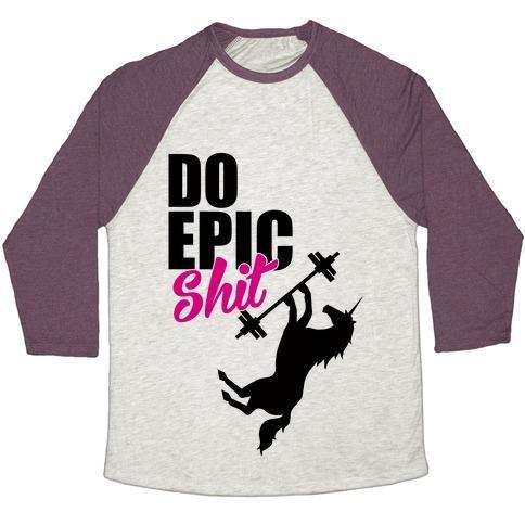 Virgin Teez  Baseball Tee Unisex Tri-Blend Baseball Tee / small / Oatmeal / Maroon EPIC WORKOUT UNISEX TRI-BLEND BASEBALL TEE