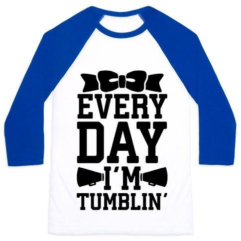 Virgin Teez  Baseball Tee Unisex Classic Baseball Tee / x-small / White/Blue EVERY DAY I'M TUMBLIN' UNISEX CLASSIC BASEBALL TEE