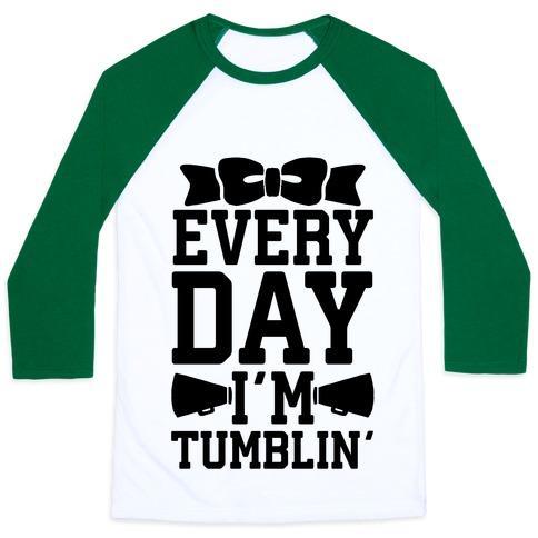 Virgin Teez  Baseball Tee Unisex Classic Baseball Tee / x-small / White/Dark Green EVERY DAY I'M TUMBLIN' UNISEX CLASSIC BASEBALL TEE