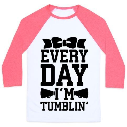 Virgin Teez  Baseball Tee Unisex Classic Baseball Tee / x-small / White/Neon Pink EVERY DAY I'M TUMBLIN' UNISEX CLASSIC BASEBALL TEE