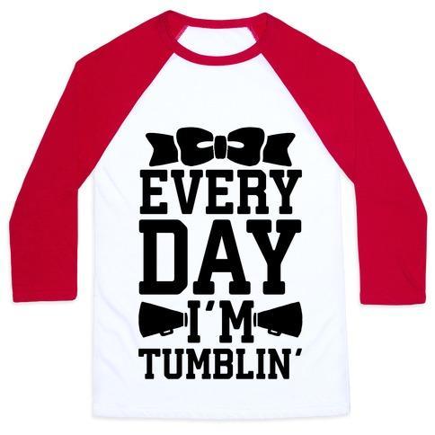 Virgin Teez  Baseball Tee Unisex Classic Baseball Tee / x-small / White/Red EVERY DAY I'M TUMBLIN' UNISEX CLASSIC BASEBALL TEE