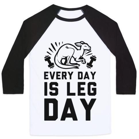 Virgin Teez  Baseball Tee Unisex Classic Baseball Tee / x-small / White/Black EVERY DAY IS LEG DAY (KANGAROO) UNISEX CLASSIC BASEBALL TEE
