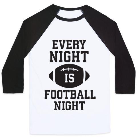 Virgin Teez  Baseball Tee Unisex Classic Baseball Tee / x-small / White/Black EVERY NIGHT IS FOOTBALL NIGHT UNISEX CLASSIC BASEBALL TEE