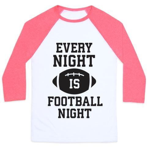 Virgin Teez  Baseball Tee Unisex Classic Baseball Tee / x-small / White/Neon Pink EVERY NIGHT IS FOOTBALL NIGHT UNISEX CLASSIC BASEBALL TEE